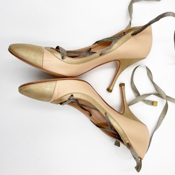 💯 Chanel Ribbon Ankle Wrap Ballet Heels - Picture 3 of 15